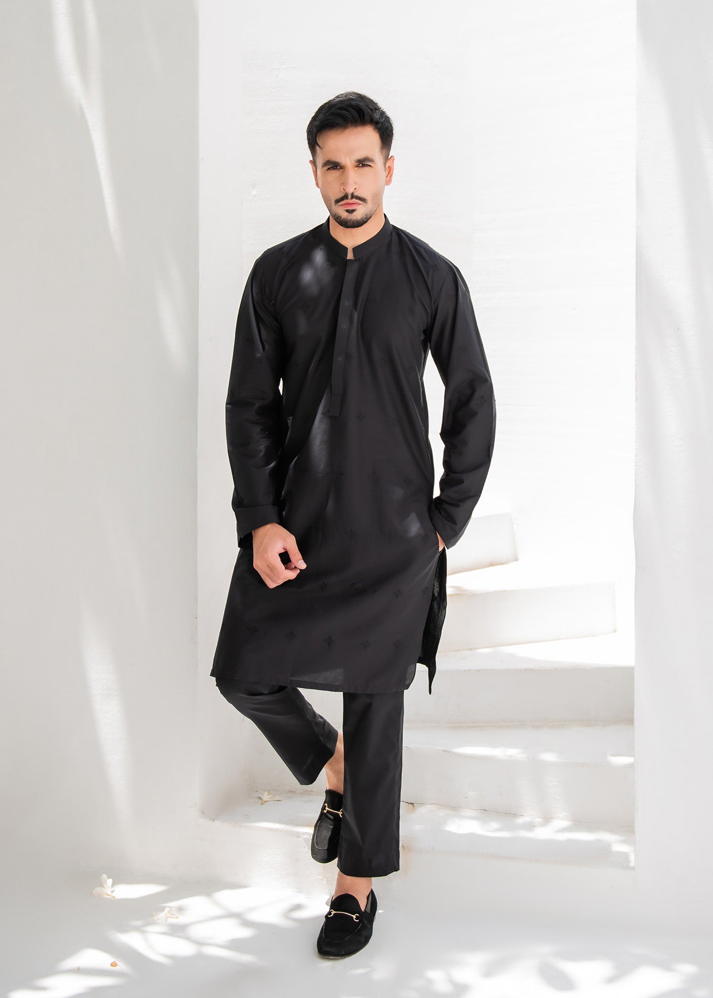 Black Embroidered Kutra Trouser
